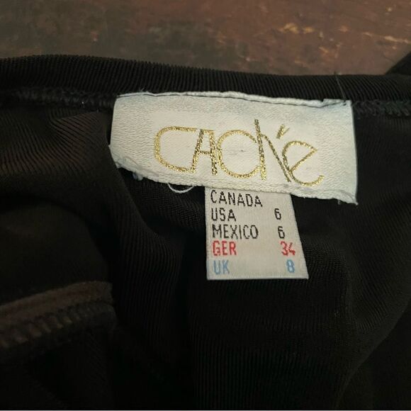 Vintage 90s Y2K Cache Slinky Travel Knit Gown Black Midi Gown Prom Wedding 6 - Picture 5 of 6